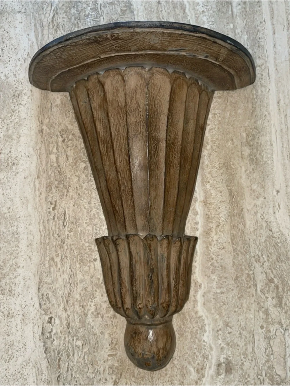 Vtg Oversize Toleware Rustic Wooden Wall Sconce Shelf Display Decor XL Large